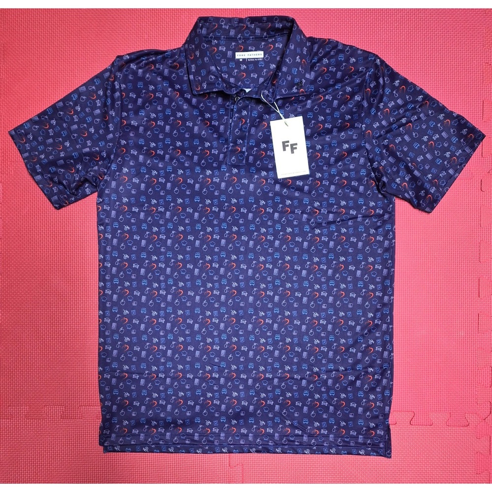 Fore Fathers Polo M All Over Print Size Medium Men's Performance Golf Shirt NWT
